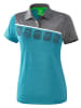 erima 5-C Poloshirt in oriental blue melange/grau melange/weiss
