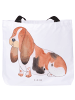 Mr. & Mrs. Panda Damen Schultertasche Hund Basset Hound ohne Spruch in Weiß
