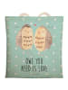 Mr. & Mrs. Panda Schultertasche Eulen Liebe mit Spruch in Türkis Pastell