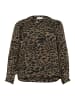 KAFFE curve Bluse langarm KCdiana Regular fit in Brown/Black Flower Print