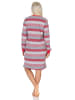 NORMANN Frottee Nachthemd langarm Bündchen Streifenoptik - 87639 in rosa