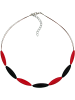 Gallay Kette Drahtkette Rillenoliven schwarz und rot Kunststoffperlen 45cm in rot schwarz