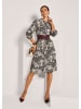 MADELEINE Druck-Damenkleid mit Knopfleiste in beige / schwarz / multicolor