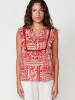 KOROSHI Bluse mit rÃ¼schenÃ¤rmeln und gemusterten prints in rot