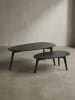 KADIMA DESIGN Retro-Couchtische aus Massivholz, 2er Set, Nierenform, handgefertigt in Schwarz