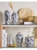 Beliani Blumenvase MUTILENE in Weiß/Blau - (W) 12 x (H) 25 x (L) 12 cm