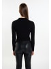 myMo Damen Cropped Strickjacke in Schwarz