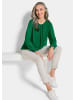 GOLDNER Kurzgröße:  Jerseybluse mit Falten-Details in grün