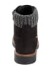 Camel Active Leder Schnürboot mit Strickdetail in Schwarz