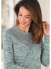 GOLDNER Kurzgröße:  Pullover mit Glanzgarn in salbei / melange
