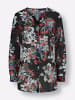 Sieh an! Longbluse in schwarz-royalblau-bedruckt