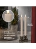 STAR Trading LED Stabkerze Flamme Stripe 2er-Set aus Wachs, braun in Braun