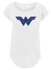 F4NT4STIC Long Cut T-Shirt DC Comics Wonder Woman Pattern Fill Logo in weiß