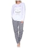 NORMANN Langarm Schlafanzug Pyjama Katzen Optik Übergröße in weiß
