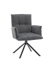 Home Nature Wohnkonzept Essstuhl aus Leinen quadratisch 360° drehbar in Grau 49.5x49.5x91.5 cm
