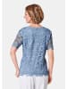 GOLDNER Festbluse mit floraler Spitze in regattablau