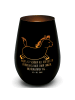 Mr. & Mrs. Panda Windlicht Glas Pferd Springen mit Spruch in Schwarz