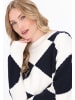 DreiMaster Women Sweater in offwhite dark navy
