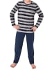 NORMANN Pyjama lang StreifenMuster - 75065 in grau