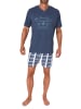 NORMANN Shorty Pyjama kurzarm KaroShorts - 74928 in blau