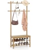 COSTWAY Garderobenständer mit Schuhbank 170cm in Hellbraun
