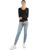 Janice 4 x Damen Langarmshirt Nimes in Schwarz/Weiß