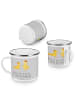Mr. & Mrs. Panda Emaille Tasse Verlobung Abenteuer mit Spruch in Heather Grey