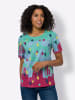 Sieh an! Kurzarmshirt in blaugrün-pink-bedruckt