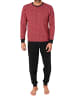 NORMANN Langarm Schlafanzug Pyjama Bündchen Minimalprint in rot