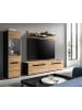 Inn.Furn Wohnwand Eiche Artisan, grau, Kombination 3-teilig 220 cm hängend oder stehend