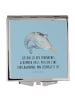 Mr. & Mrs. Panda Handtaschenspiegel quadratisch Narwal mit Spruch in Blau Pastell