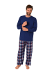 NORMANN Schlafanzug lang Pyjama FlanellHose Karo - 88230 in navy1