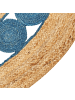 Beliani Geflochtener Teppich HOVIT in /Blau/Grün - (W) 140 x (L) 140 cm