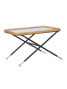 Mauro Ferretti Couchtisch aus Eisen, Holz, schwarzem und braunem Glas, 70 x 50 x 45 cm