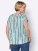 Sieh an! Kurzarm-Bluse in weiß-aquamarin-gestreift
