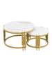 ABRIHOME Couchtisch in Weiß 2  Tische in Marmoroptik mit goldenem Metallrahmen
