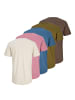 Jack & Jones T-Shirt 5er Pack in Braun/Blau/Rosa