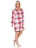 NORMANN Nachthemd langarm karierte Optik Jersey - 87525 in rot
