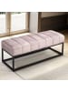 KADIMA DESIGN Sitzbank Samt 108x40x40 cm Flur Polsterbank mit Metallgestell in Rosa