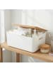relaxdays 2 x Aufbewahrungsbox in Weiß/ Natur – (B)36 x (H)16 x (T)25 cm