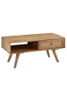KADIMA DESIGN Couchtisch 90x40x45 cm Mango Massivholz / Rattan Wohnzimmertisch