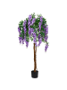 Beliani Kunstpflanze WISTERIA TREE in Grün/Lila - (W) 70 x (H) 150 x (L) 70 cm