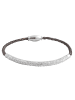 Adeliás Damen Armband – Lederarmband aus Leder mit Strass Steinchen 19 cm in grau
