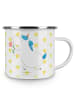 Mr. & Mrs. Panda Camping Emaille Tasse Einhorn Blume ohne Spruch in Weiß