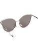 styleBREAKER Cateye Sonnenbrille in Silber / Blau verspiegelt