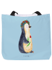 Mr. & Mrs. Panda Tote Bag Pinguin Blumen ohne Spruch in Eisblau