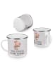 Mr. & Mrs. Panda Camping Emaille Tasse Tante Zuckersüß mit Spruch in Grau Pastell