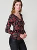 KOROSHI Women's long sleeve t-shirt with crossover neckline in SCHWARZ