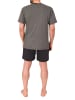 NORMANN Kurzarm Schlafanzug Shorty Pyjama print in grau