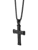 Adeliás Unisex Halskette mit Anhänger – Kreuz aus Edelstahl in schwarz